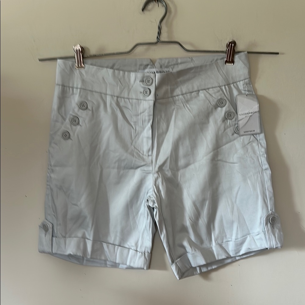 Sag Harbour Denim shorts front/back button pockets zip front size 6 new/tags